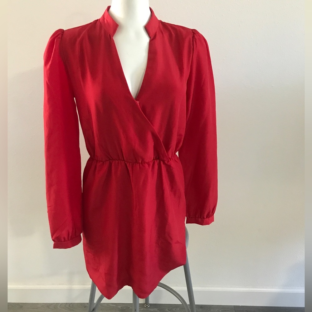 DG NY Red V-Neck Dress